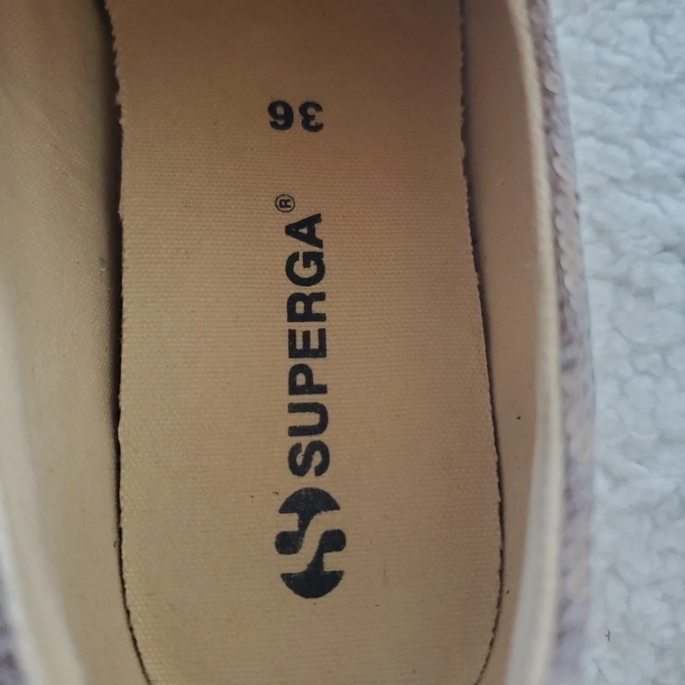 Women's‎ Superga Silver Sequin Canvas Low Top Lace Up Sneakers Size 6 W_ 4.5 M.